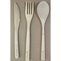 Reusable utensil set made of bamboo including a fork, spoon, and... from ASI...