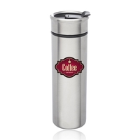 14 oz. stainless steel travel mug with plastic black interior,...