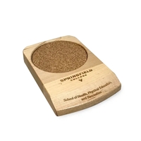 Wood desk coaster with recessed cork center.... from ASI 88156 Solid...