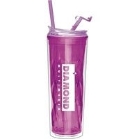 22 oz. travel cup with matching color straw and twist-on, snap-open/close......