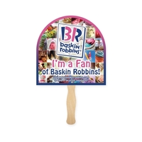 Arch shaped full color sandwiched style hand fans.... from ASI 93520 Ventura Inc