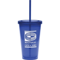 16 oz. double-walled colored tumbler with color straw and lid.... from ASI...