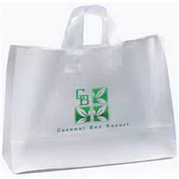 Colorful hi-density frosted plastic bag with fused loop handles.... from ASI...