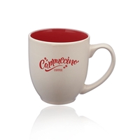16 oz. bistro-style ceramic mug with wide body, glossy colored interior,......