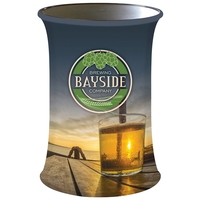 Auto rise table stand, stretch polyester banner and hardware... from ASI...