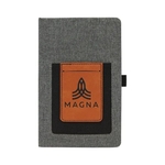 Gray w/Rawhide Leatherette Journal with Cell/Card Slot
