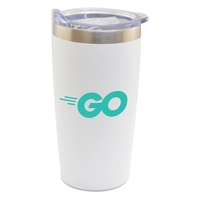 20 oz. vacuum tumbler with lid, stainless steel construction and copper......