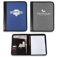High quality padfolio with heathered and leatherette exterior and a letter......