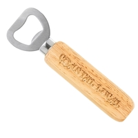 Bottle opener made of stainless steel with a wooden handle.... from ASI 57655...