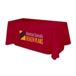 Tablecloth fits a standard 6' table. 132" x 90"