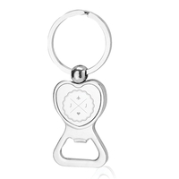 Heart Shaped Chrome Bottle Opener Key Tag
