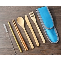 Reusable utensil set made of bamboo including a fork, spoon, knife,... from...