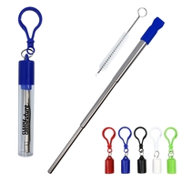 Stainless steel telescope straw with silicone tip; includes travel case,...