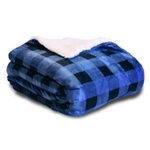 Royal/Black Plaid Sherpa Blanket