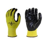 Black, nitrile dip, work glove, screen printed