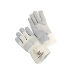 Midweight leather palm work glove, white safety cuff