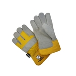 Heavy weight leather palm work glove w/ yellow safety cuff