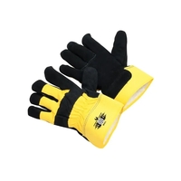 Midweight, black, leather palm glove, yellow safety cuff