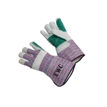 Green, double leather, palm glove, screen printed