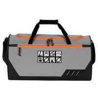 Duffle bag with U-shaped, zippered main compartment and multiple other...