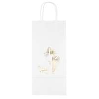 White kraft paper shopper wine bag with twisted paper handles and... from ASI...