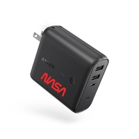 High-capacity portable battery and dual-port wall charger in one sleek...