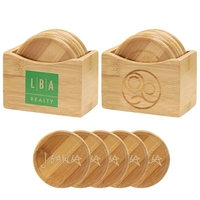 5-piece coaster set made of sustainable, eco-friendly bamboo with a...