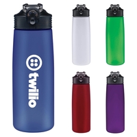 25 oz. plastic water bottle with a flip-open sipper straw and... from ASI...