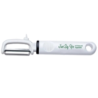 7" peeler with a white plastic handle and metal blades.... from ASI 38120...