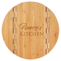 Round Bamboo Cutting Board 9 3/4" with Butcher Block Inlay... from ASI 72657...