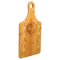 Paddle shaped Bamboo Cutting Board with Butcher Block Inlay 13 1/2"... from...