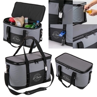 Tarpaulin cooler with foam padding, zipper top, bottle opener, handle and......