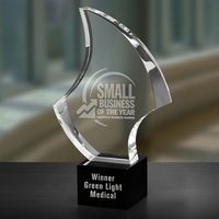 10" x 6" optical crystal award with a black base and... from ASI 71920...