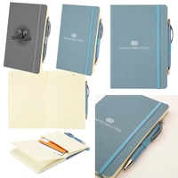 80-page lined notebook with crosshatch PU cover, elastic band bookmark,...