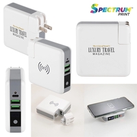 6700mAh wall adapter and wireless powerbank with dual USB ports, folding......