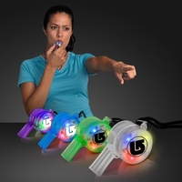 Blank or Imprinted. Assorted flashing party whistle with 32" lanyard.... from...