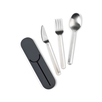 Stainless steel silverware set with fork, knife, spoon and silicone...