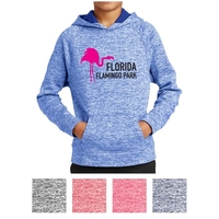 Youth electric heather fleece hoodie with PosiCharge technology and moisture...
