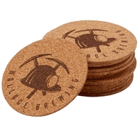 3 1/2" round fire branded coaster laser cut from 1/8" stock... from ASI 79933...