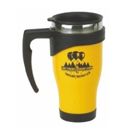 Double wall travel mug, 16 oz. Yellow coated... from ASI 36988 Artek USA Inc
