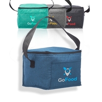 Insulated cooler lunch bag made from heathered fabric; includes zipper...
