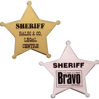 5 POINT STAR BADGE WITH A DIE STRUCK/COLOR FILLED IMPRINT