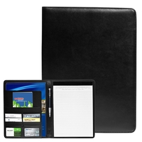 Black simulated leather portfolio includes a large file pocket, 4 card......