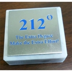 Paperweight-2" X 2" white marble with aluminum medallion