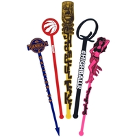 6" x 1.25" plastic cocktail stir stick with custom designs and... from ASI...