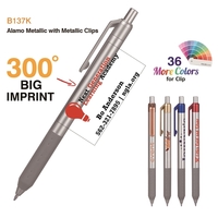 Alamo™ retractable style metallic pen with a co-molded soft grip.... from ASI...