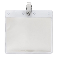 4 5/16" x 4 1/8" horizontal vinyl pouch with bulldog clip.... from ASI 88060...