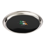 Silver 14" Round Bar Tray with Non-Skid Black Vinyl
