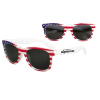 Red, white and blue, adult sized plastic sunglasses with UV400 lenses.......