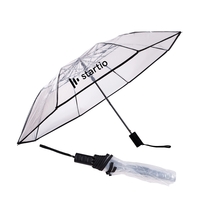 Folding umbrella with a 42" arc, auto open, clear canopy, black... from ASI...